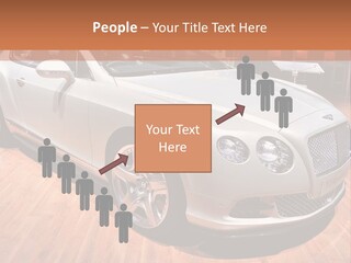 A White Car Is On Display In A Showroom PowerPoint Template