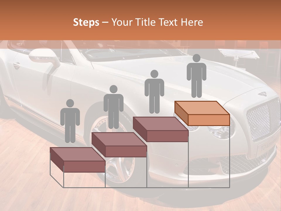 A White Car Is On Display In A Showroom PowerPoint Template