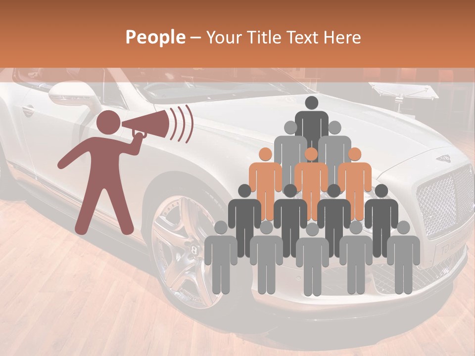 A White Car Is On Display In A Showroom PowerPoint Template