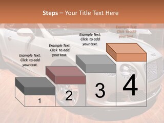 A White Car Is On Display In A Showroom PowerPoint Template