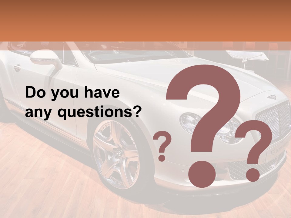A White Car Is On Display In A Showroom PowerPoint Template