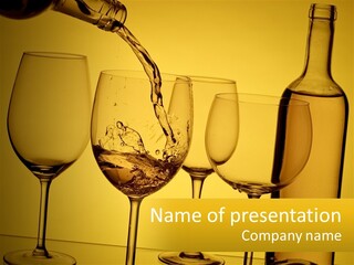 A Bottle Of Wine Is Being Poured Into Wine Glasses PowerPoint Template