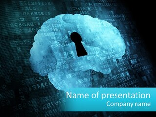 A Keyhole In The Middle Of A Cloud With Numbers In The Background PowerPoint Template