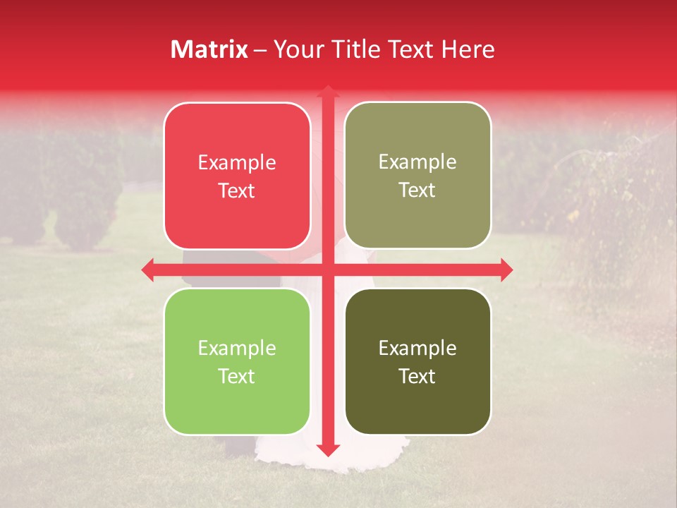 A Bride And Groom Holding A Red Umbrella PowerPoint Template