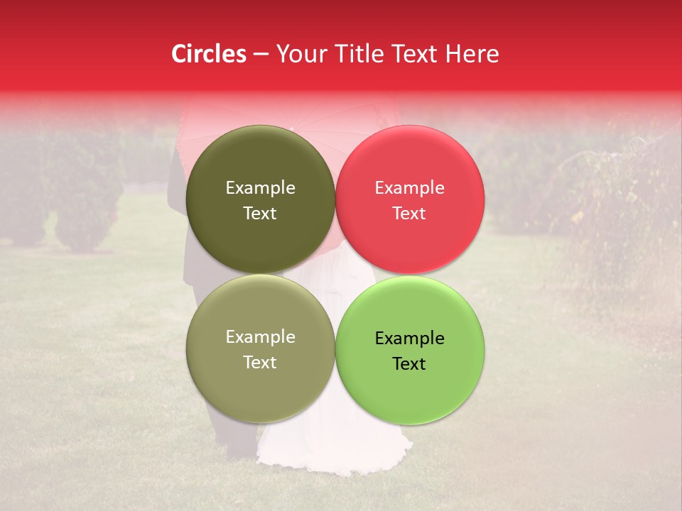 A Bride And Groom Holding A Red Umbrella PowerPoint Template