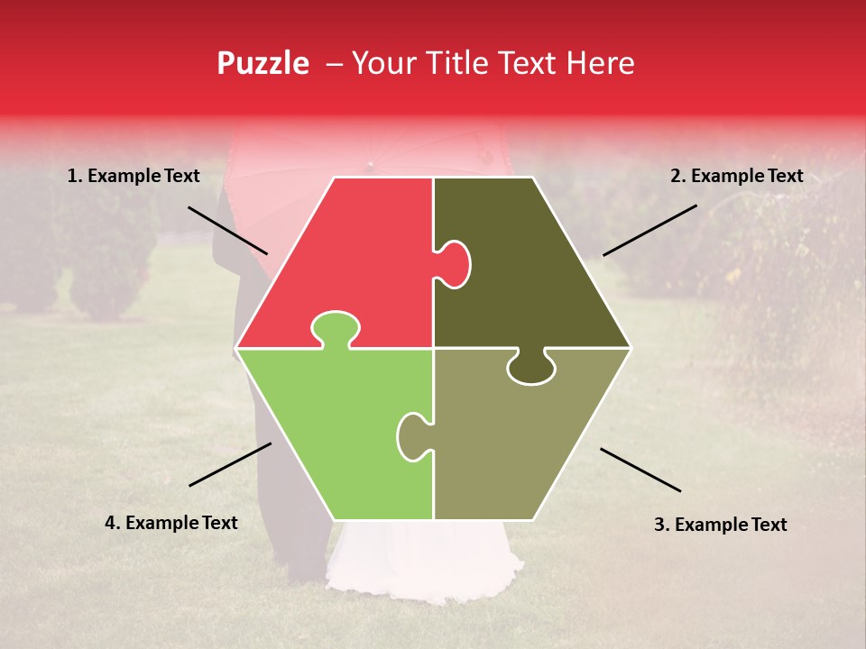 A Bride And Groom Holding A Red Umbrella PowerPoint Template