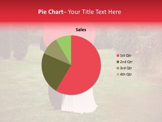 A Bride And Groom Holding A Red Umbrella PowerPoint Template