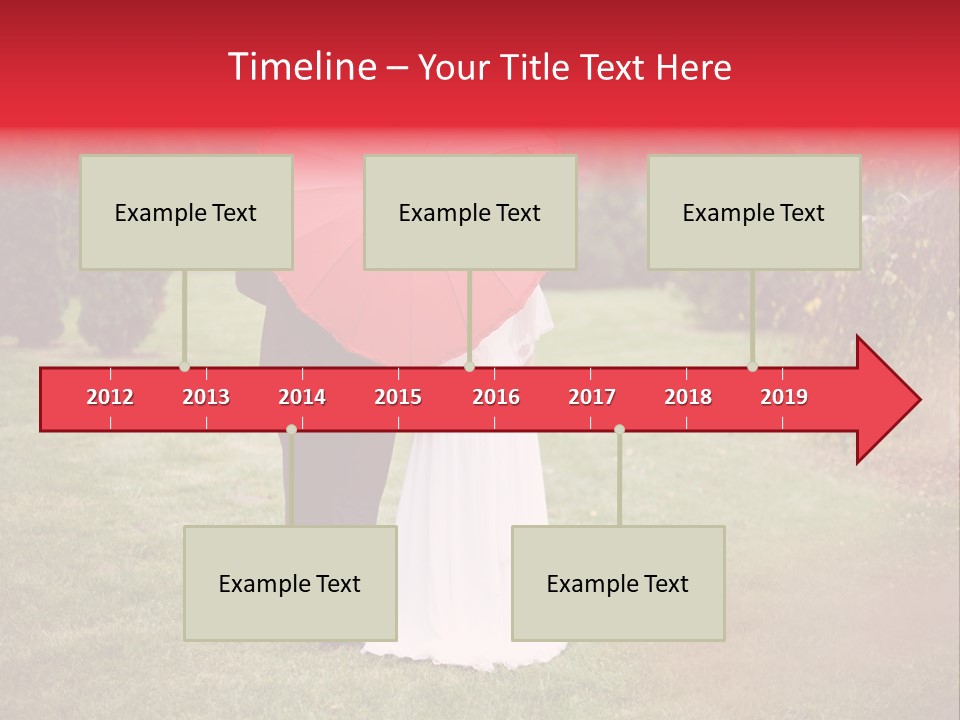 A Bride And Groom Holding A Red Umbrella PowerPoint Template