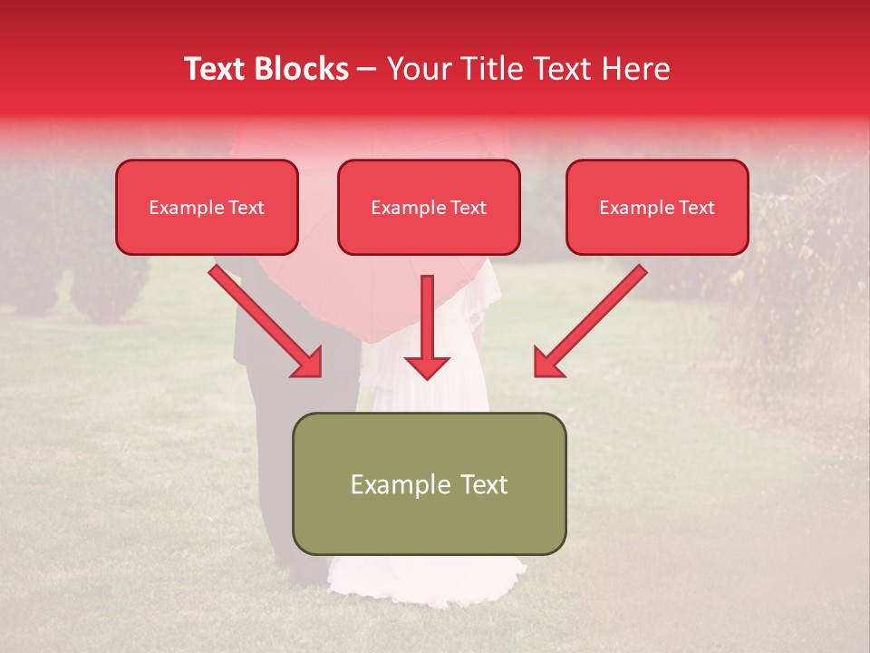 A Bride And Groom Holding A Red Umbrella PowerPoint Template