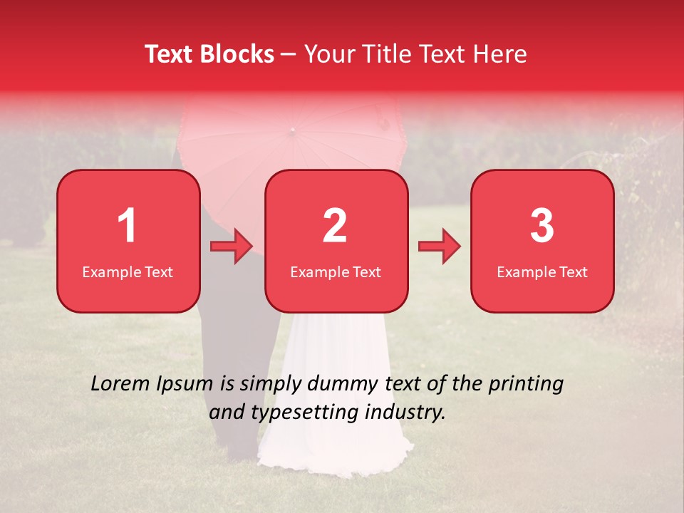 A Bride And Groom Holding A Red Umbrella PowerPoint Template