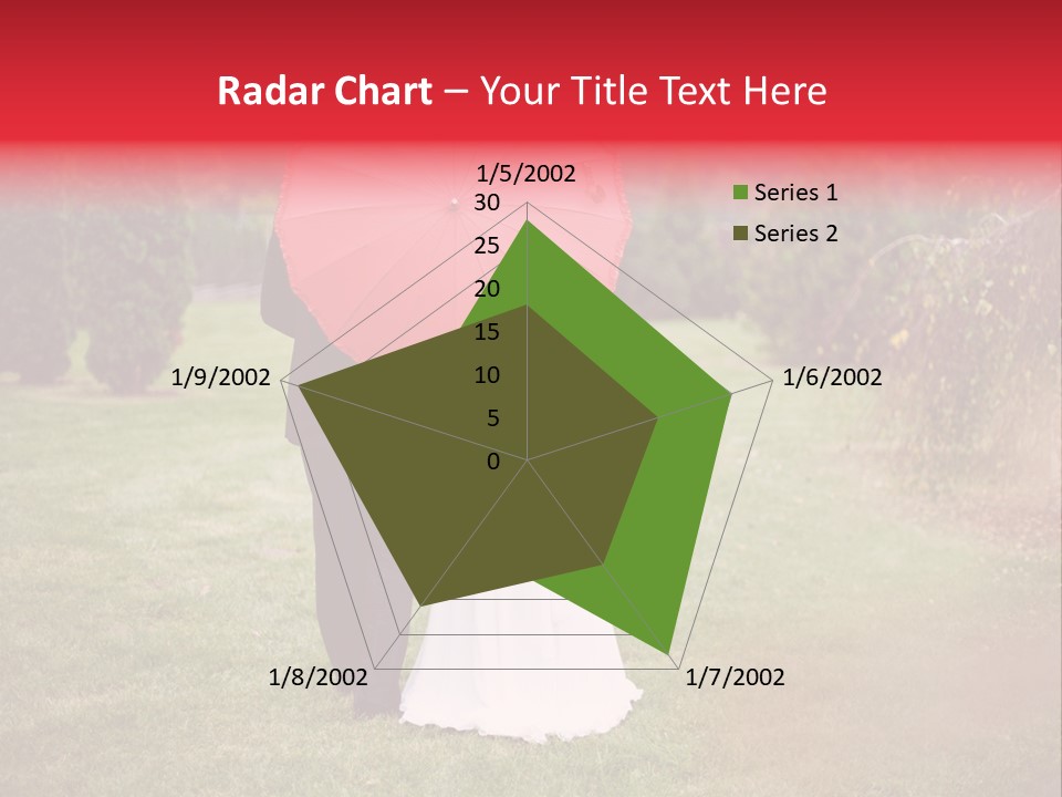 A Bride And Groom Holding A Red Umbrella PowerPoint Template