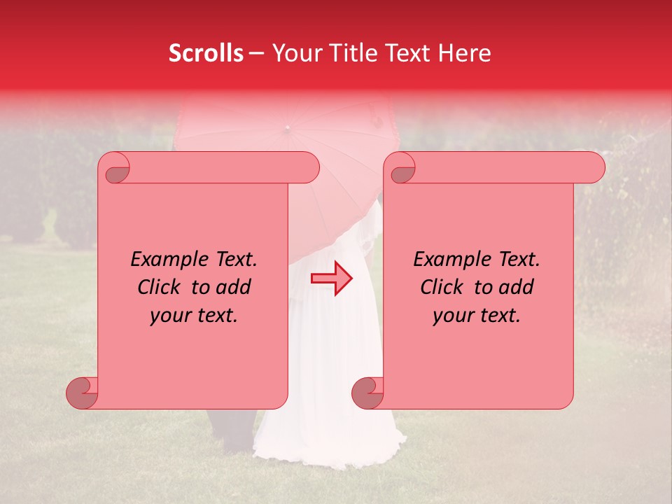 A Bride And Groom Holding A Red Umbrella PowerPoint Template