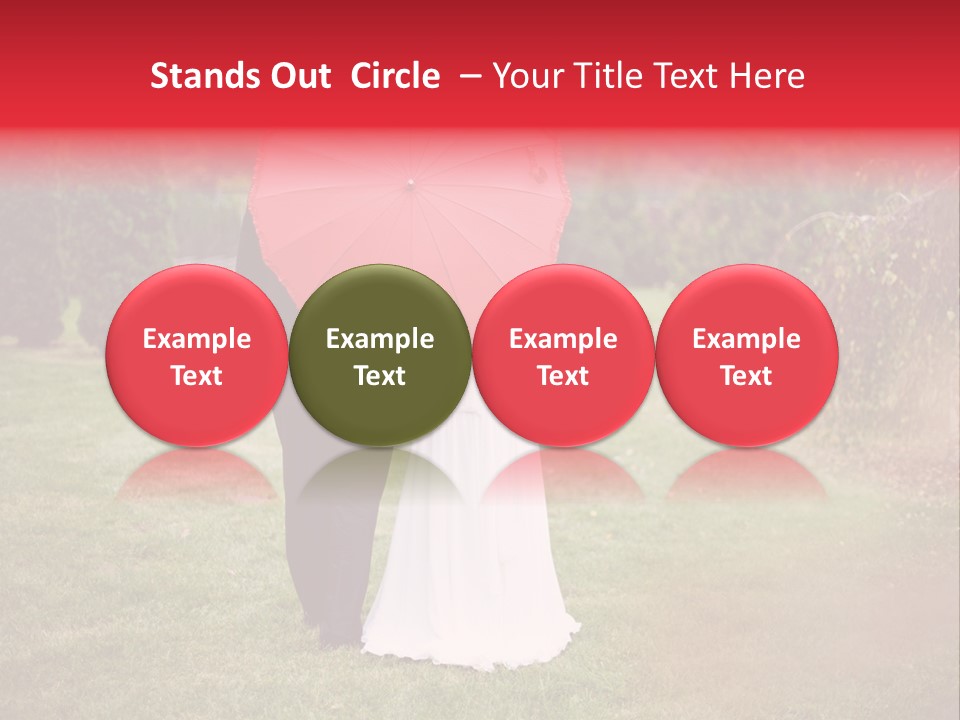 A Bride And Groom Holding A Red Umbrella PowerPoint Template