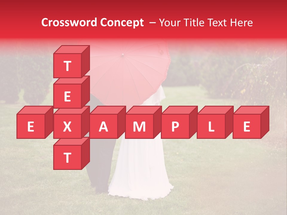 A Bride And Groom Holding A Red Umbrella PowerPoint Template