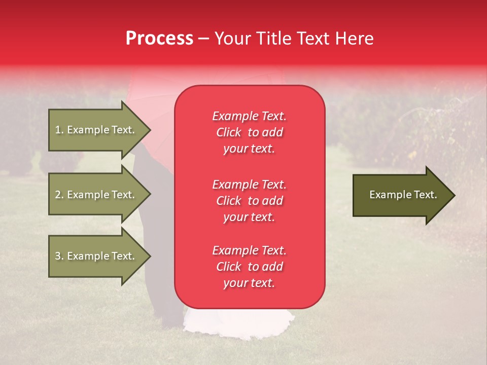 A Bride And Groom Holding A Red Umbrella PowerPoint Template