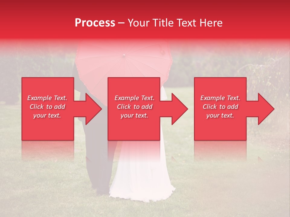 A Bride And Groom Holding A Red Umbrella PowerPoint Template