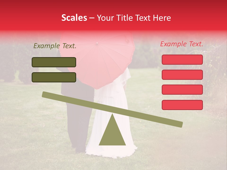 A Bride And Groom Holding A Red Umbrella PowerPoint Template