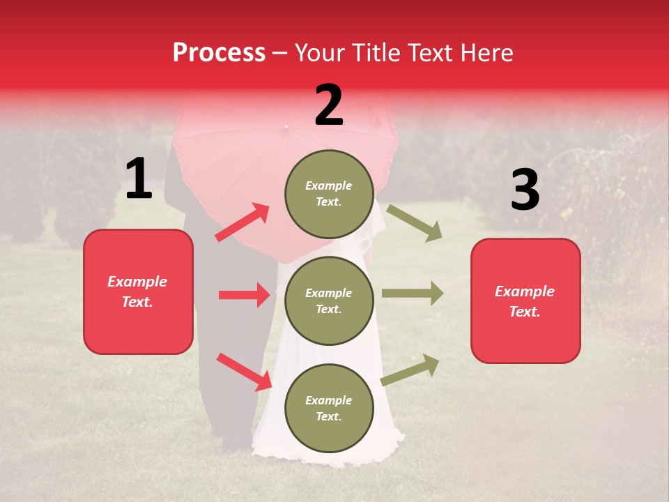 A Bride And Groom Holding A Red Umbrella PowerPoint Template