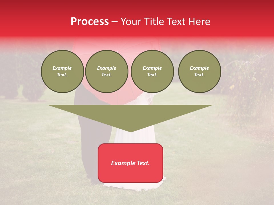A Bride And Groom Holding A Red Umbrella PowerPoint Template