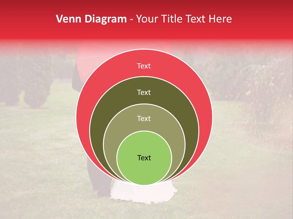 A Bride And Groom Holding A Red Umbrella PowerPoint Template