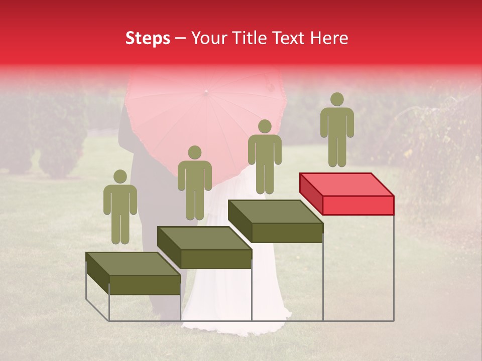 A Bride And Groom Holding A Red Umbrella PowerPoint Template
