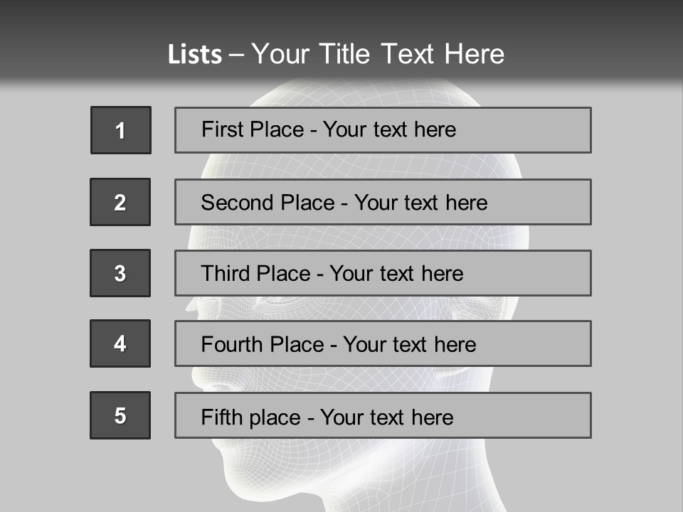 A 3D Image Of A Human Head With A Black Background PowerPoint Template