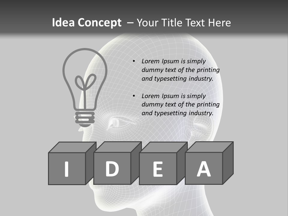 A 3D Image Of A Human Head With A Black Background PowerPoint Template