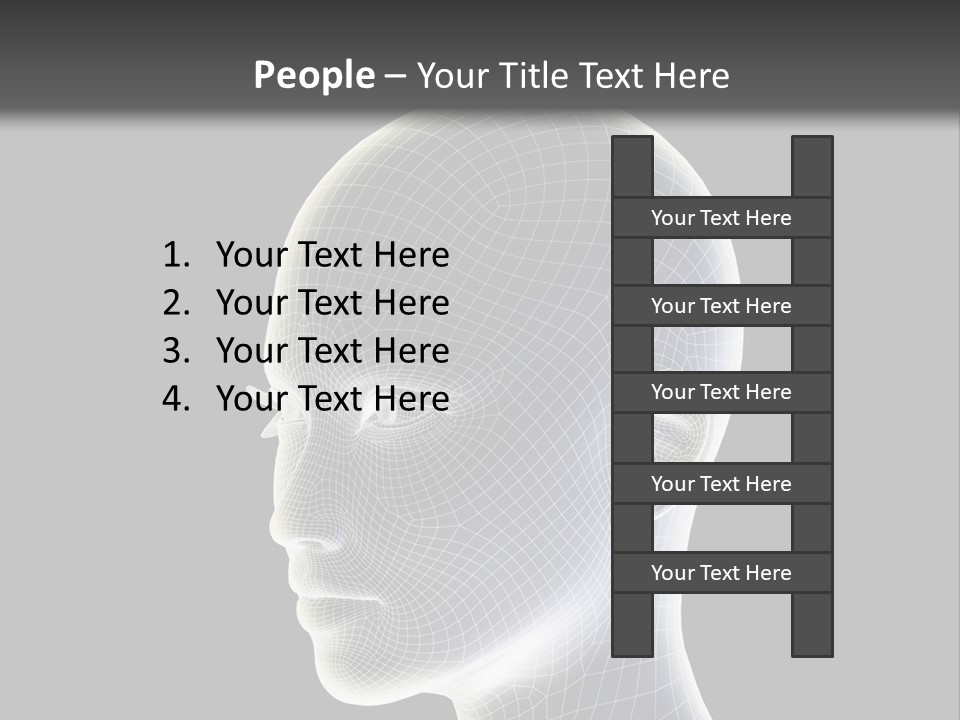 A 3D Image Of A Human Head With A Black Background PowerPoint Template