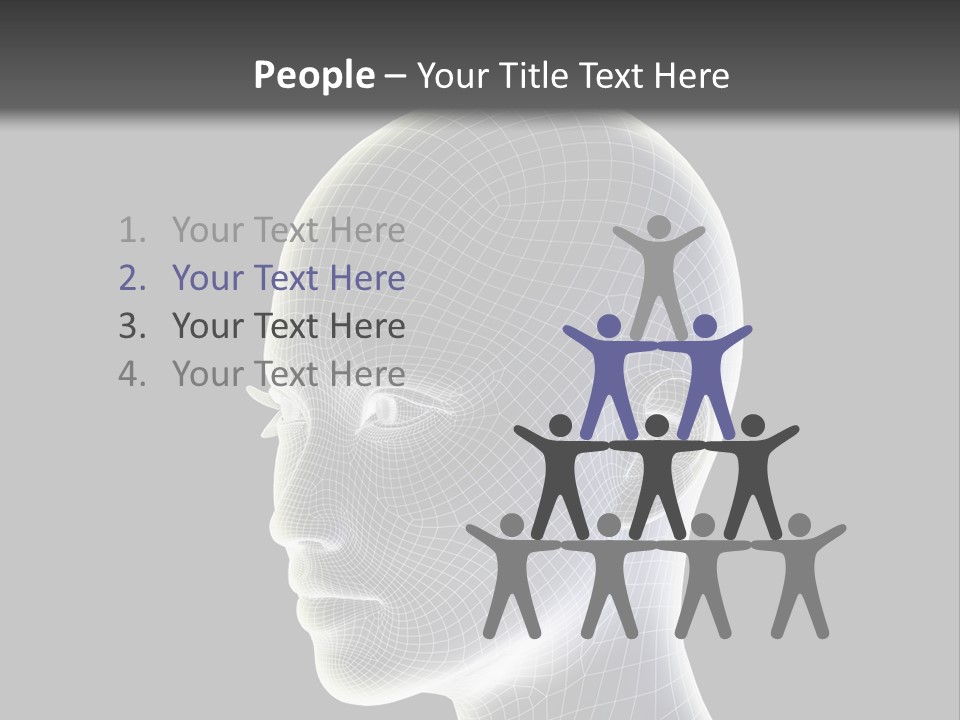 A 3D Image Of A Human Head With A Black Background PowerPoint Template