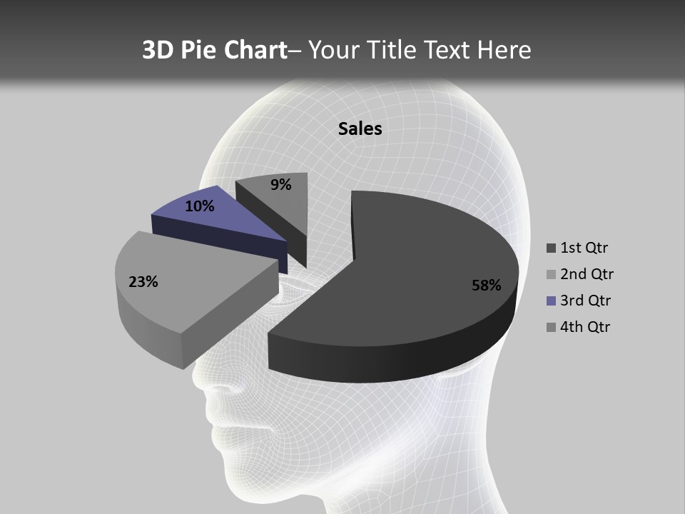 A 3D Image Of A Human Head With A Black Background PowerPoint Template