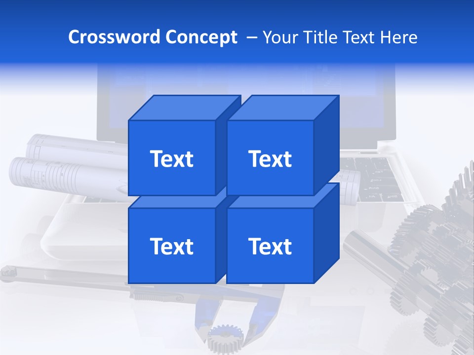 A Computer Screen With A Pen And A Model Of A House PowerPoint Template