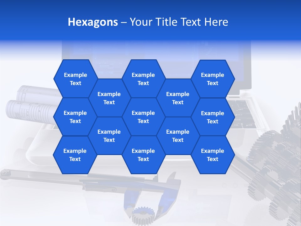 A Computer Screen With A Pen And A Model Of A House PowerPoint Template