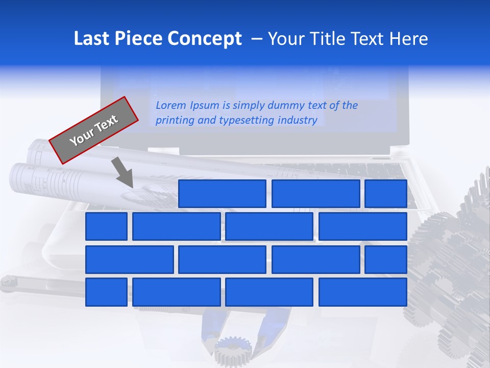A Computer Screen With A Pen And A Model Of A House PowerPoint Template