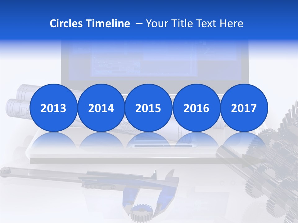 A Computer Screen With A Pen And A Model Of A House PowerPoint Template