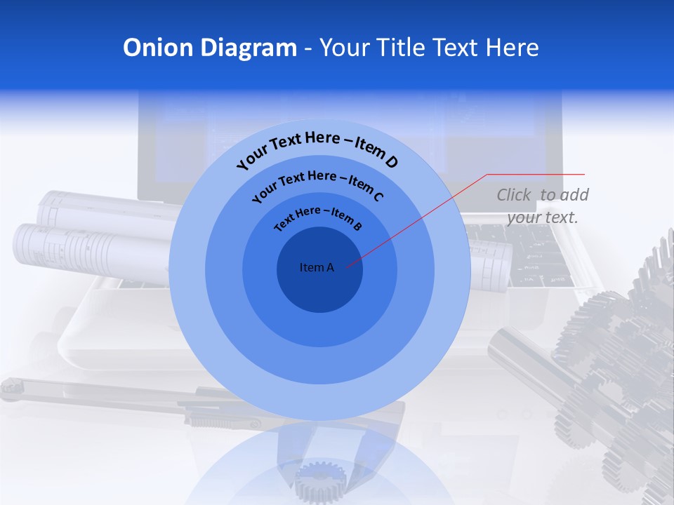 A Computer Screen With A Pen And A Model Of A House PowerPoint Template