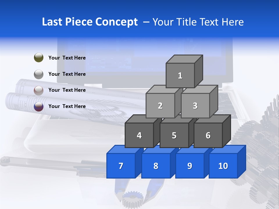 A Computer Screen With A Pen And A Model Of A House PowerPoint Template