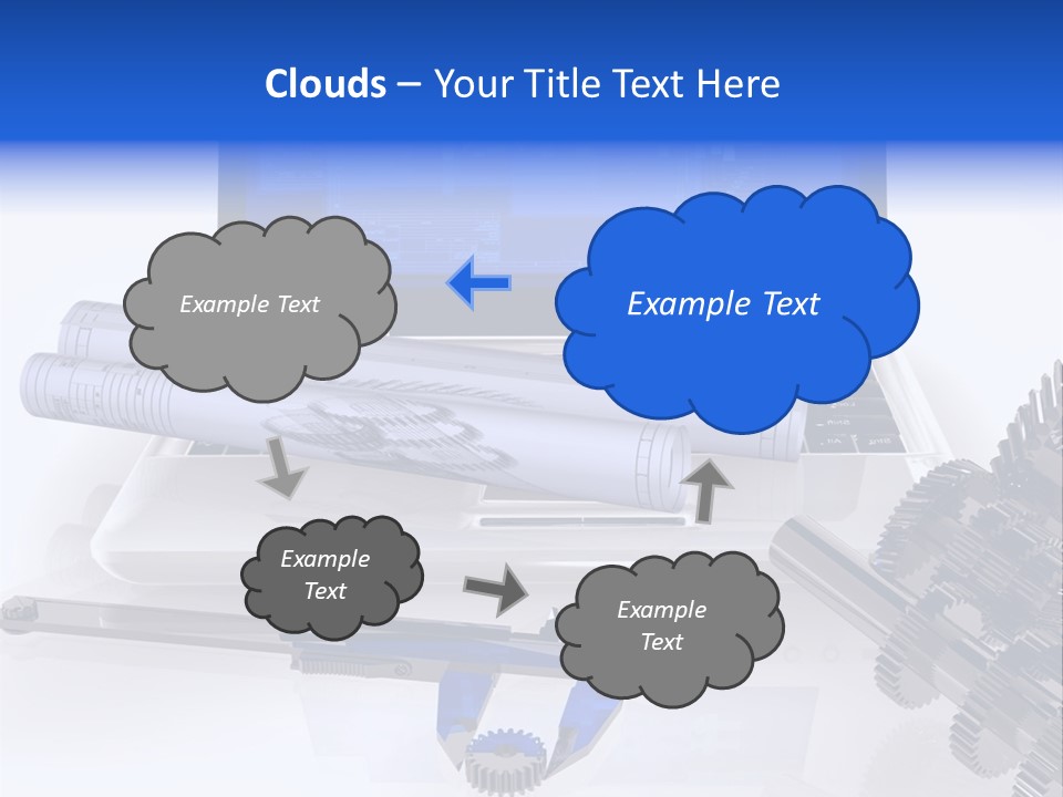 A Computer Screen With A Pen And A Model Of A House PowerPoint Template