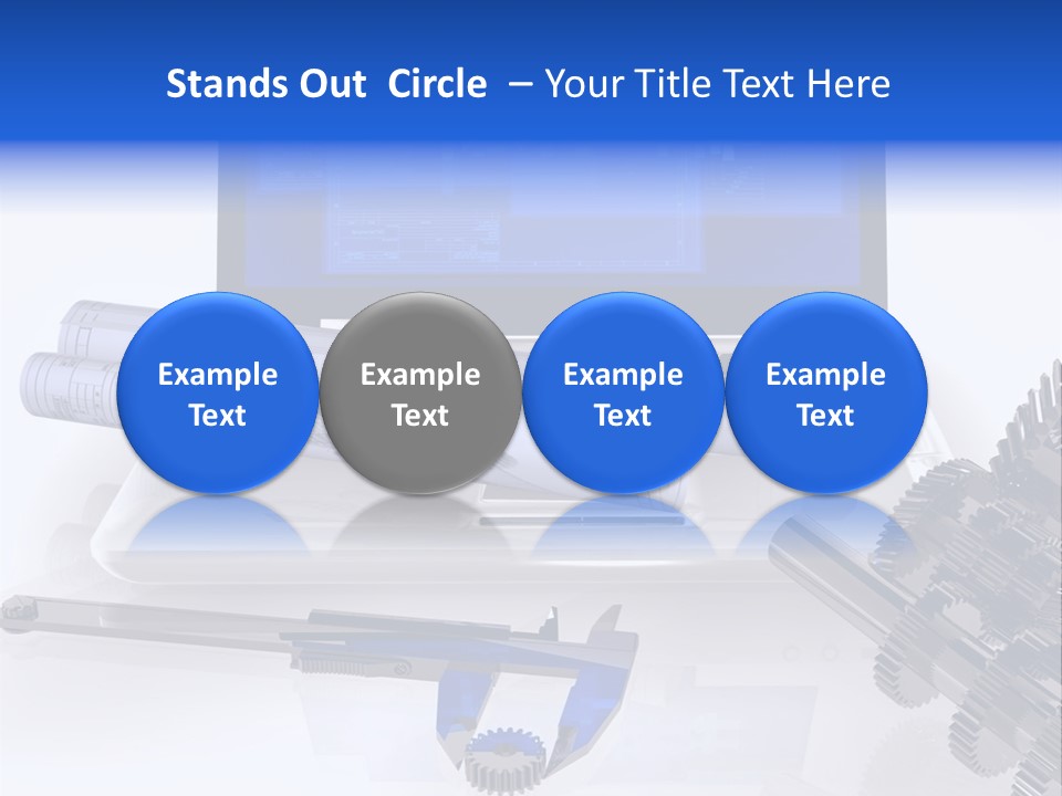 A Computer Screen With A Pen And A Model Of A House PowerPoint Template