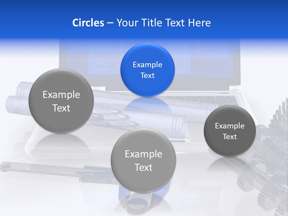 A Computer Screen With A Pen And A Model Of A House PowerPoint Template