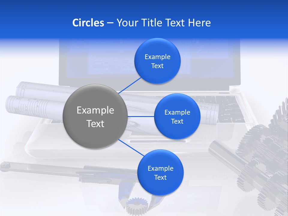 A Computer Screen With A Pen And A Model Of A House PowerPoint Template