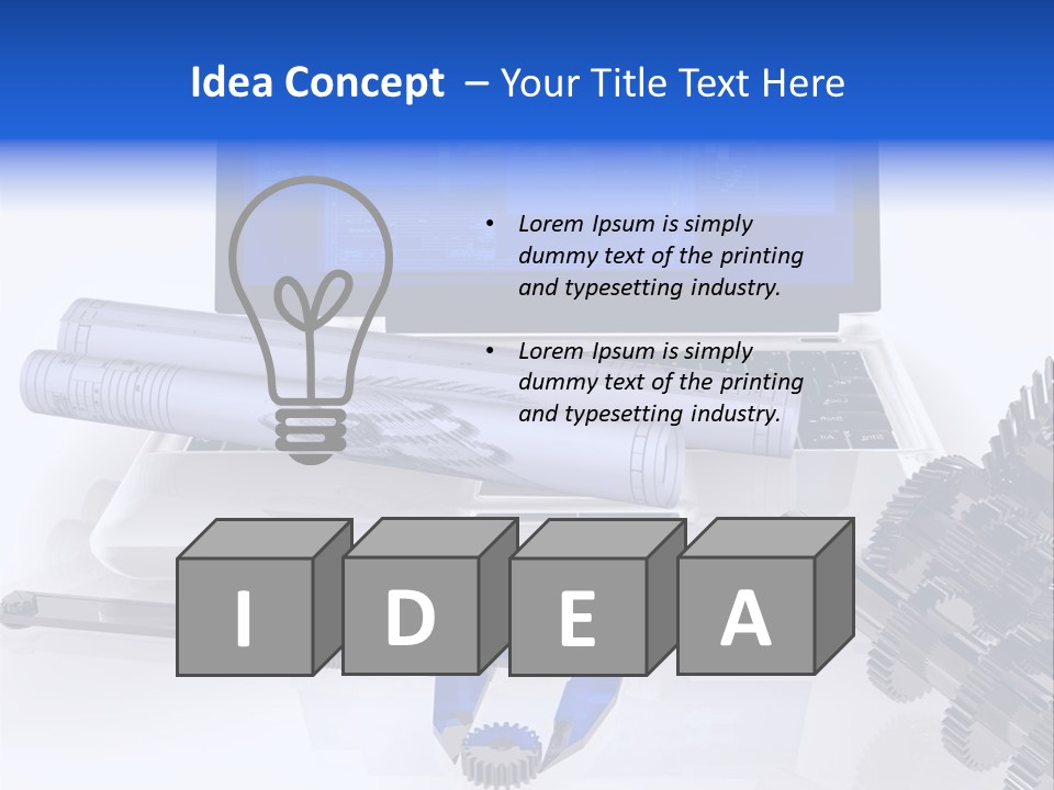 A Computer Screen With A Pen And A Model Of A House PowerPoint Template