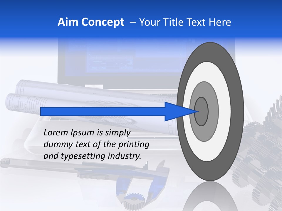 A Computer Screen With A Pen And A Model Of A House PowerPoint Template