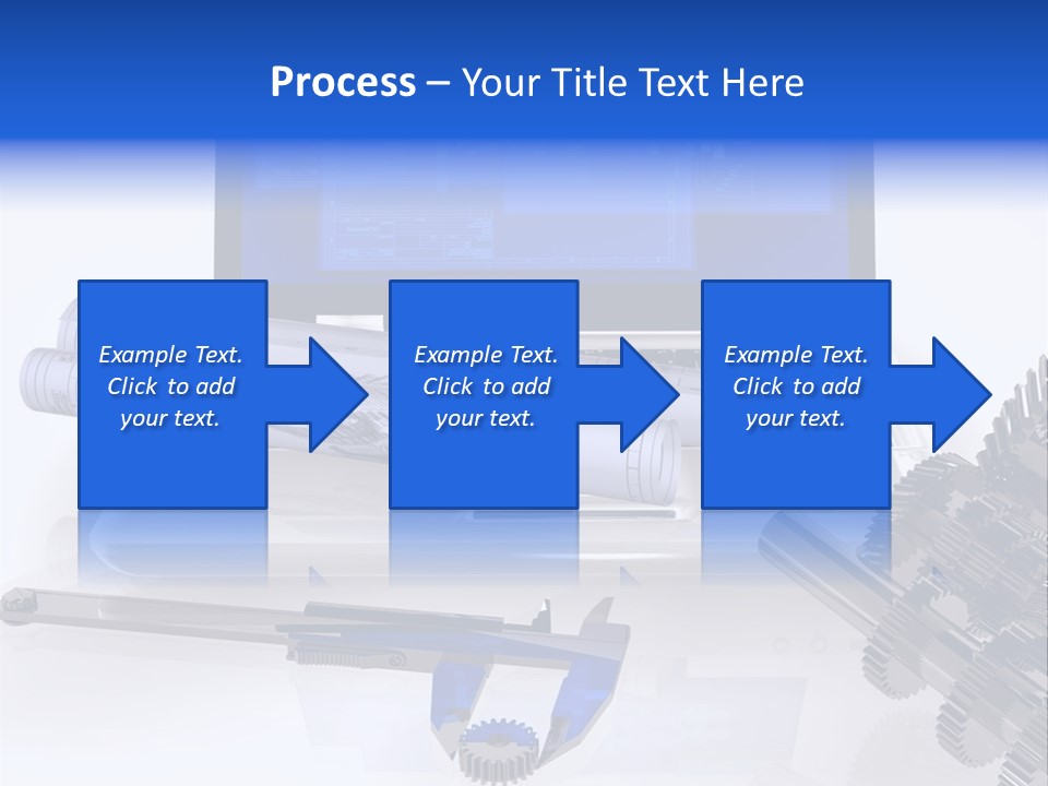 A Computer Screen With A Pen And A Model Of A House PowerPoint Template