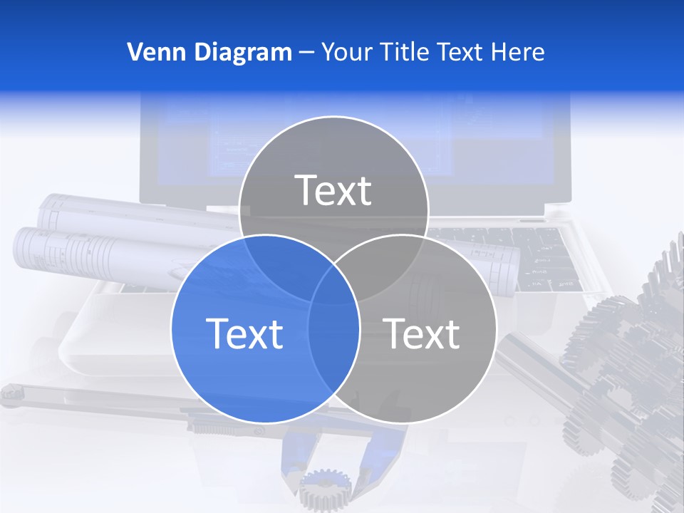 A Computer Screen With A Pen And A Model Of A House PowerPoint Template