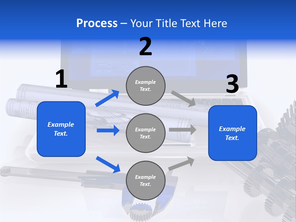 A Computer Screen With A Pen And A Model Of A House PowerPoint Template