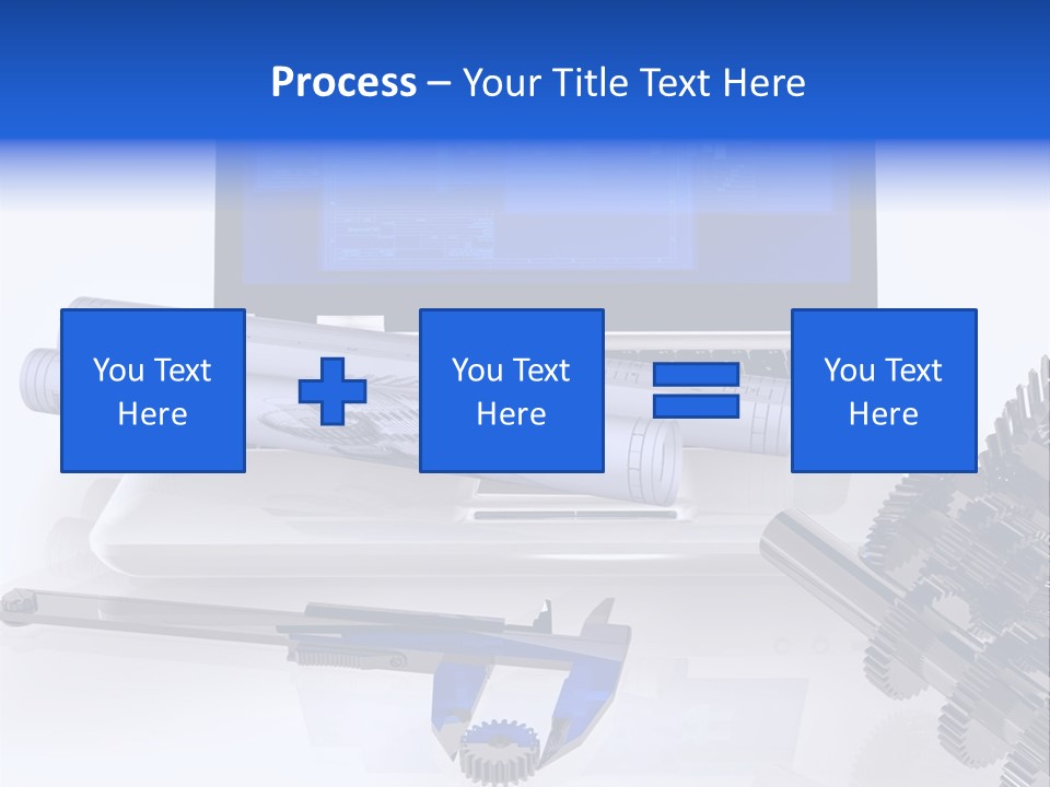 A Computer Screen With A Pen And A Model Of A House PowerPoint Template