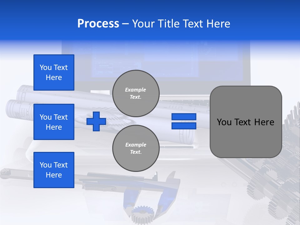 A Computer Screen With A Pen And A Model Of A House PowerPoint Template