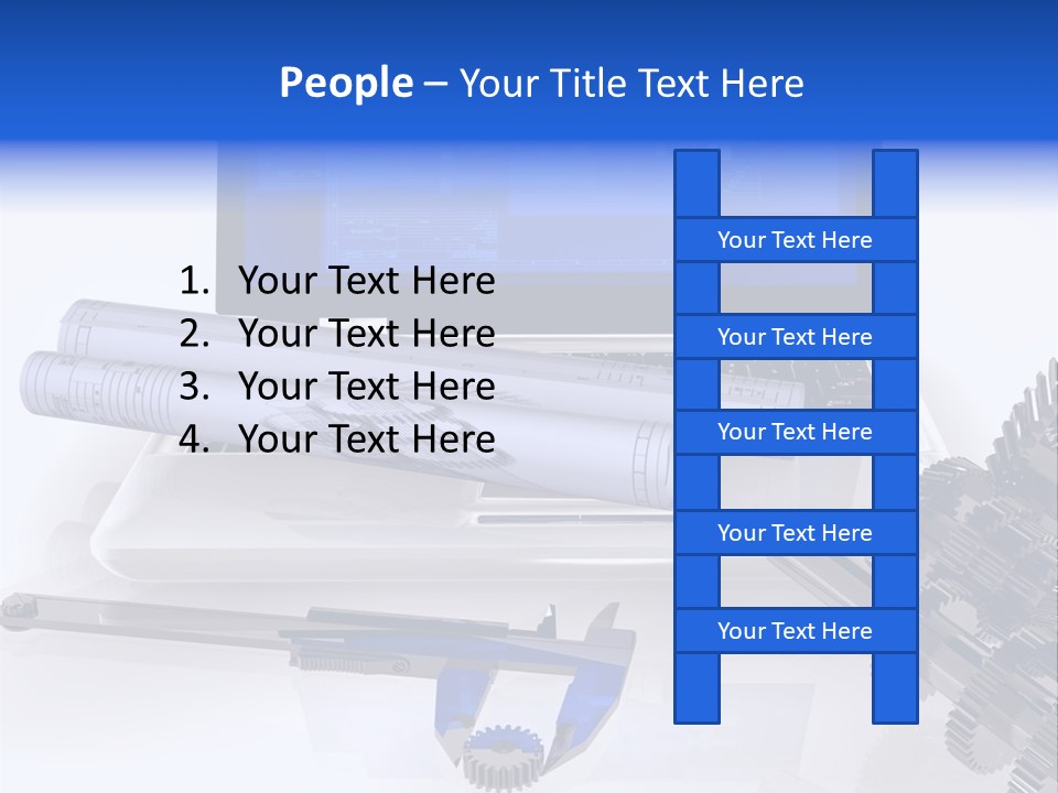 A Computer Screen With A Pen And A Model Of A House PowerPoint Template