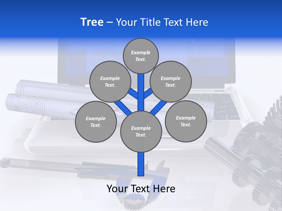 A Computer Screen With A Pen And A Model Of A House PowerPoint Template