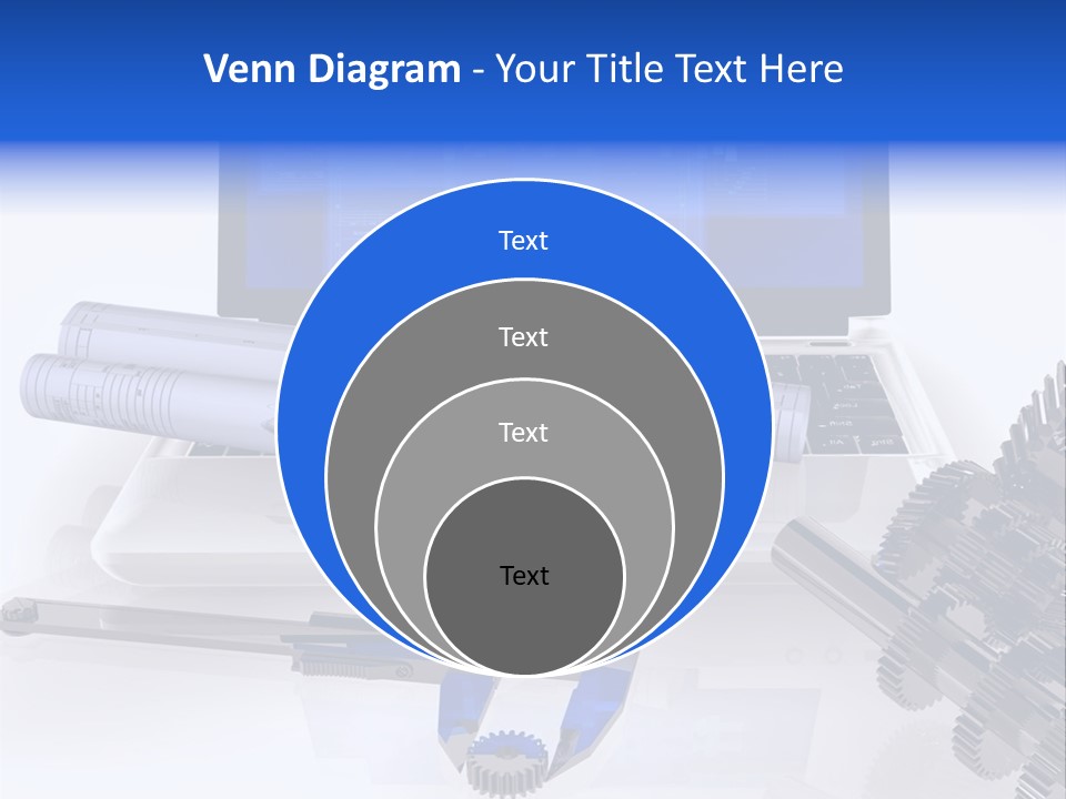 A Computer Screen With A Pen And A Model Of A House PowerPoint Template